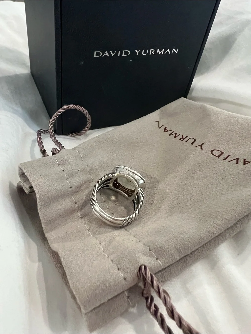 David Yurman 11mm Albion Ring Prasiolite with Diamonds size 5.75 - Picture 8 of 9